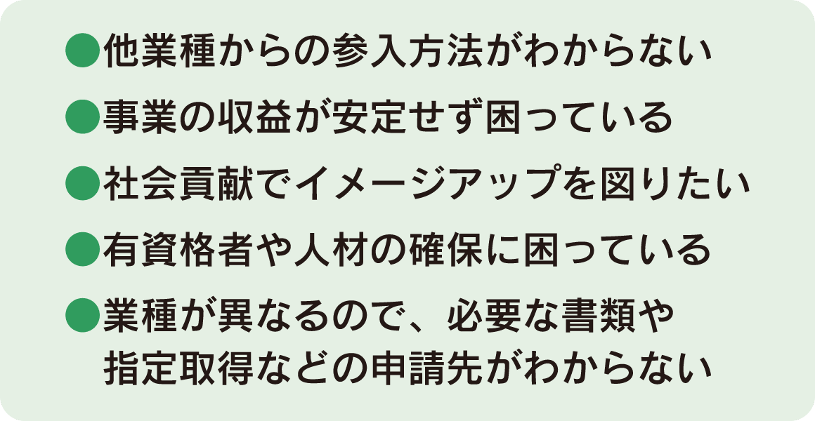 新規参入時のお悩み